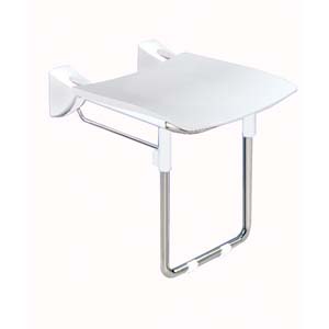 Image Produit Siège de douche relevable avec pied rentrant articulé