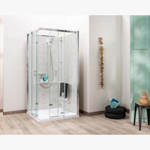 Image Produit Cabine de douche intégrale Line 600, 2 panneaux coulissants, 2 pivotants